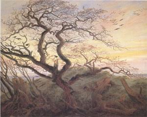 Caspar David Friedrich Tree with Crows Tumulus(or Huhnengrab) beside the Baltic Sea with Rugen Island in the Distance (mk05) China oil painting art